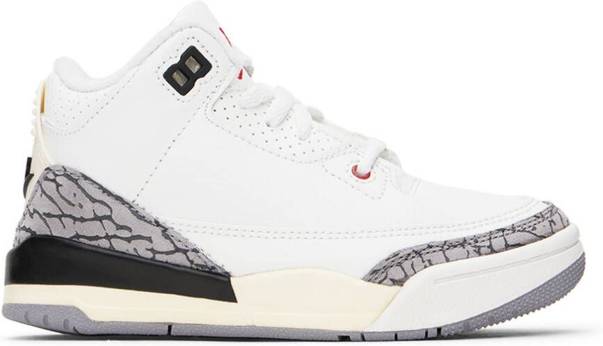 Nike Jordan Kids White Jordan 3 Retro Little Kids Sneakers - Picture 4