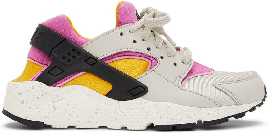 Nike Kids Grey & Pink Huarache Run Big Kids Sneakers - Picture 4
