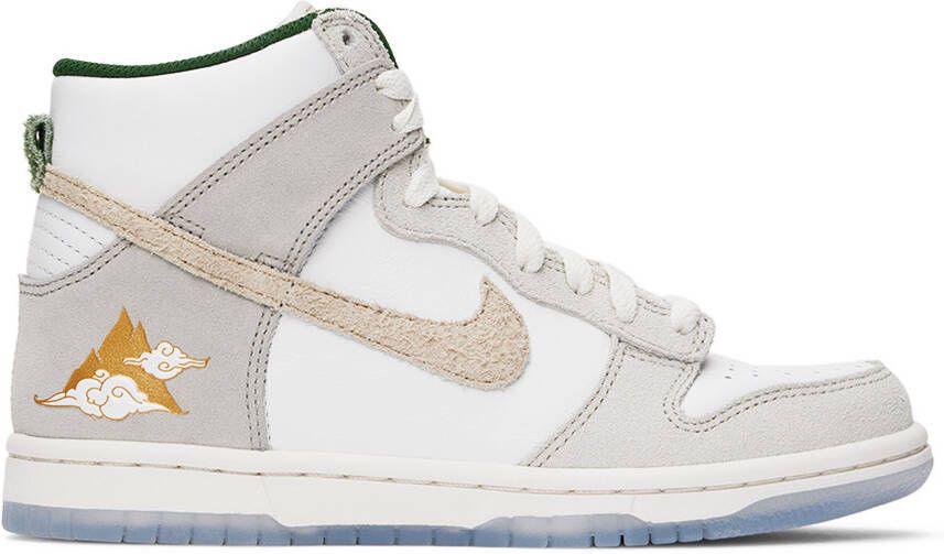 Nike Kids White & Gray Dunk High Big Kids Sneakers - Picture 5