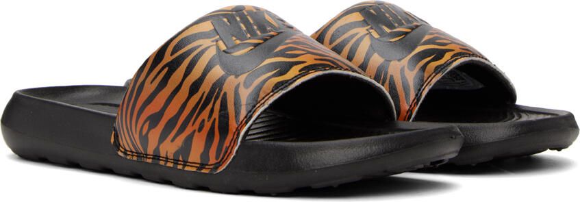 Nike Black & Tan Victori One Slides - Picture 2