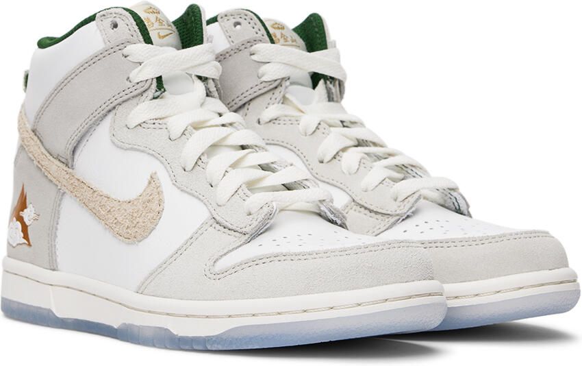 Nike Kids White & Gray Dunk High Big Kids Sneakers - Picture 2