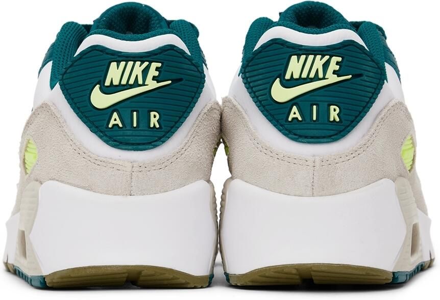 Nike Kids White & Green Air Max 90 Big Kids Sneakers - Picture 4