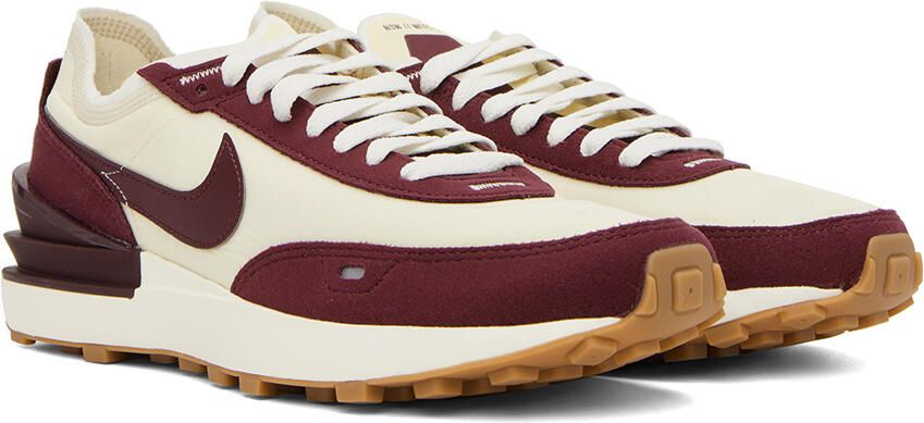 Nike Off-White & Burgundy Waffle One SE Sneakers - Picture 2