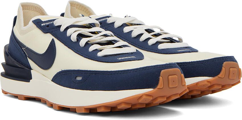 Nike Off-White & Navy Waffle One SE Sneakers - Picture 2