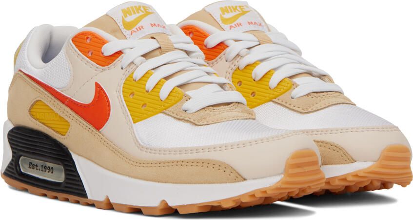 Nike White & Beige Air Max 90 SE Sneakers - Picture 2