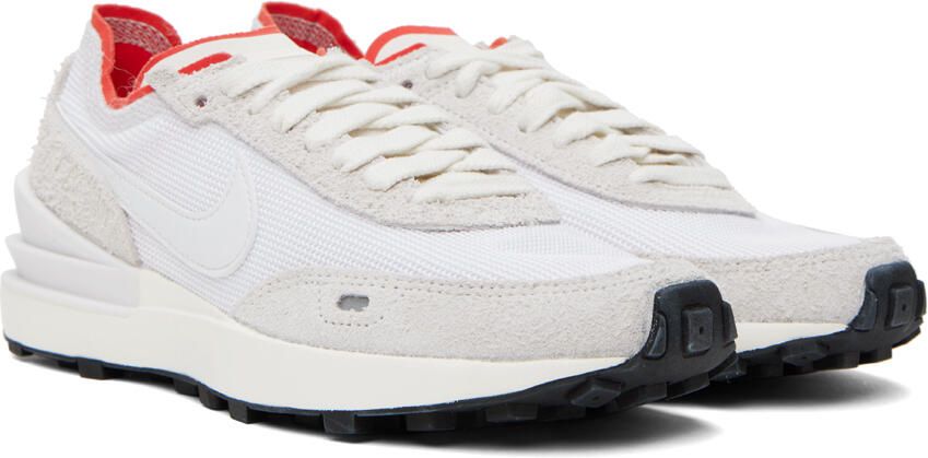 Nike White & Beige Waffle One Vintage Sneakers - Picture 2