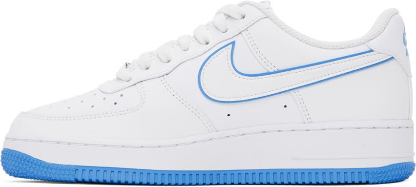 Nike White & Blue Air Force 1 '07 Sneakers - Picture 3