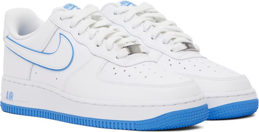 Nike White & Blue Air Force 1 '07 Sneakers - Picture 2