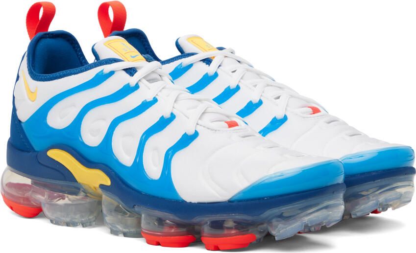 Nike White & Blue Air VaporMax Plus Sneakers - Picture 2