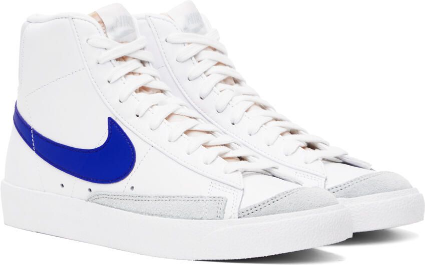 Nike White & Blue Blazer Mid '77 Vintage Sneakers - Picture 2