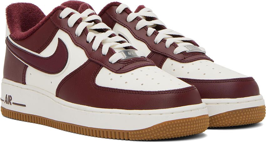 Nike White & Burgundy Air Force 1 '07 Sneakers - Picture 2