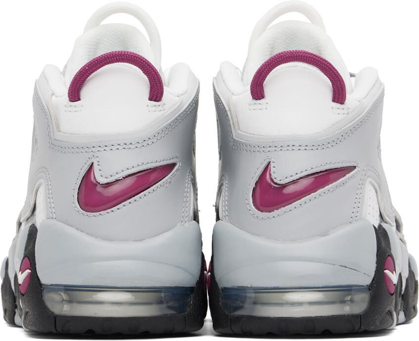 Nike White & Gray Air More Uptempo Sneakers - Picture 4