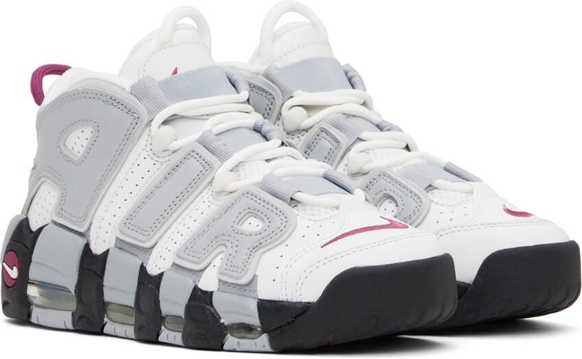 Nike White & Gray Air More Uptempo Sneakers - Picture 2