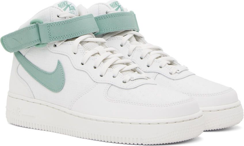 Nike White & Green Air Force 1 '07 Mid Sneakers - Picture 2