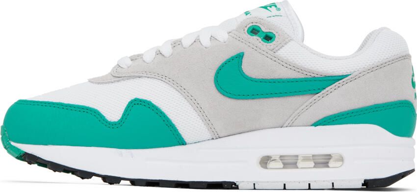 Nike White & Green Air Max 1 Sneakers - Picture 3