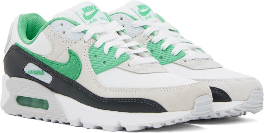 Nike White & Green Air Max 90 Sneakers - Picture 2