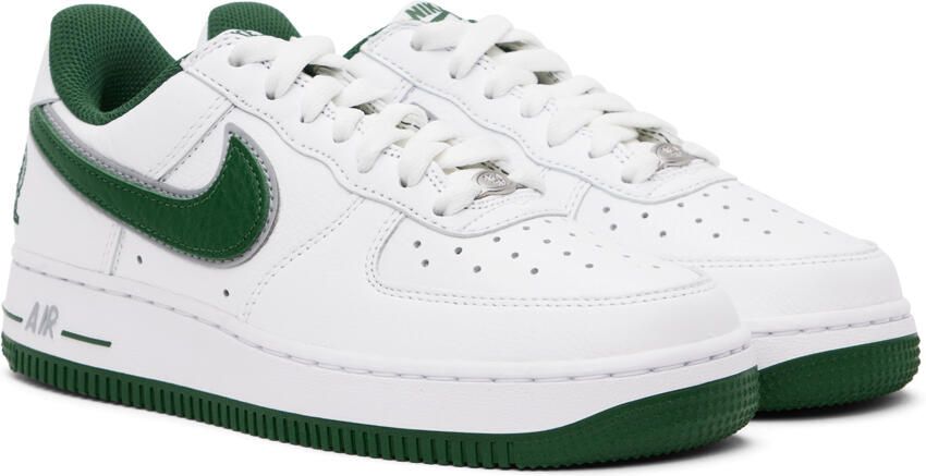Nike White & Green LeBron James Air Force 1 Sneakers - Picture 2