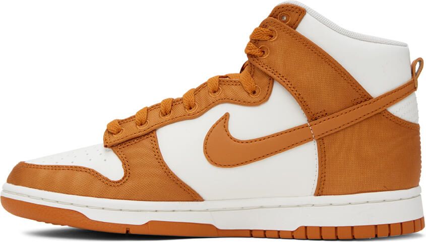 Nike White & Orange Dunk Hi Retro Sneakers - Picture 3