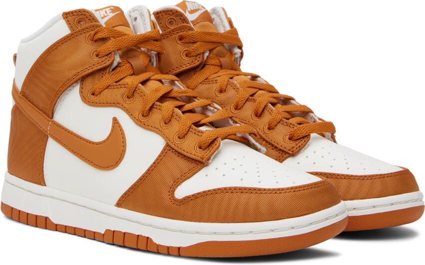 Nike White & Orange Dunk Hi Retro Sneakers - Picture 2