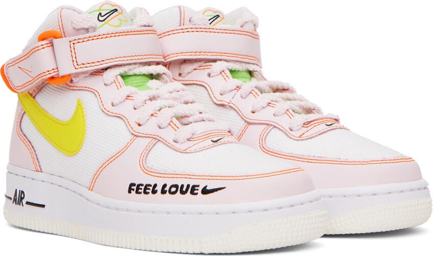 Nike White & Pink Air Force 1 '07 Mid Sneakers - Picture 2