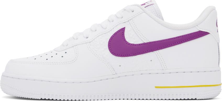 Nike White & Purple Air Force 1 '07 Sneakers - Picture 3