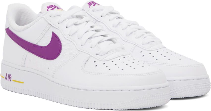 Nike White & Purple Air Force 1 '07 Sneakers - Picture 2