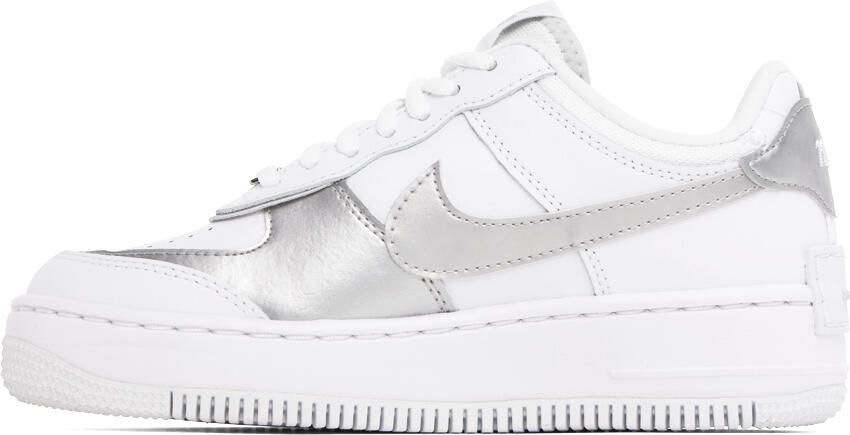 Nike White & Silver Air Force 1 Shadow Sneakers - Picture 3