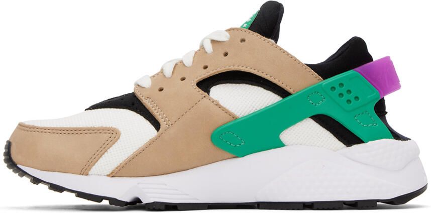 Nike White & Tan Air Huarache Premium Sneakers - Picture 3