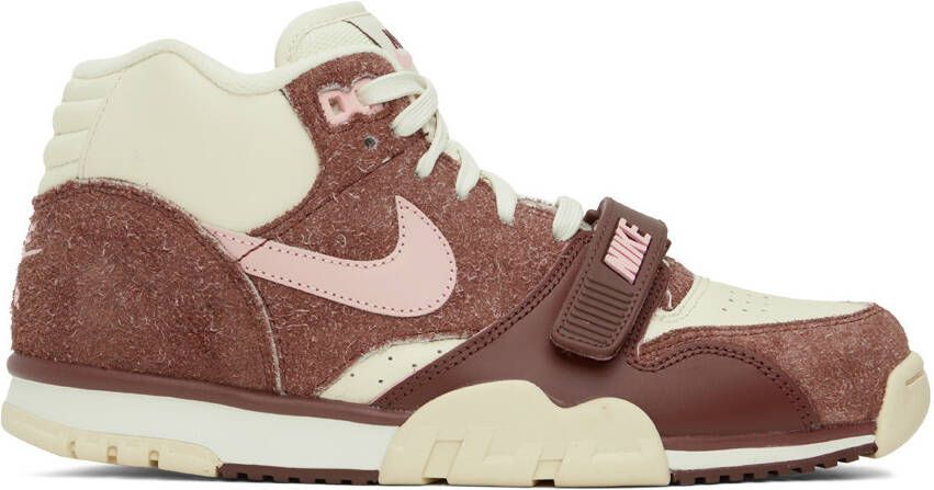 Nike Off-White & Burgundy Air Trainer 1 Sneakers - Picture 5