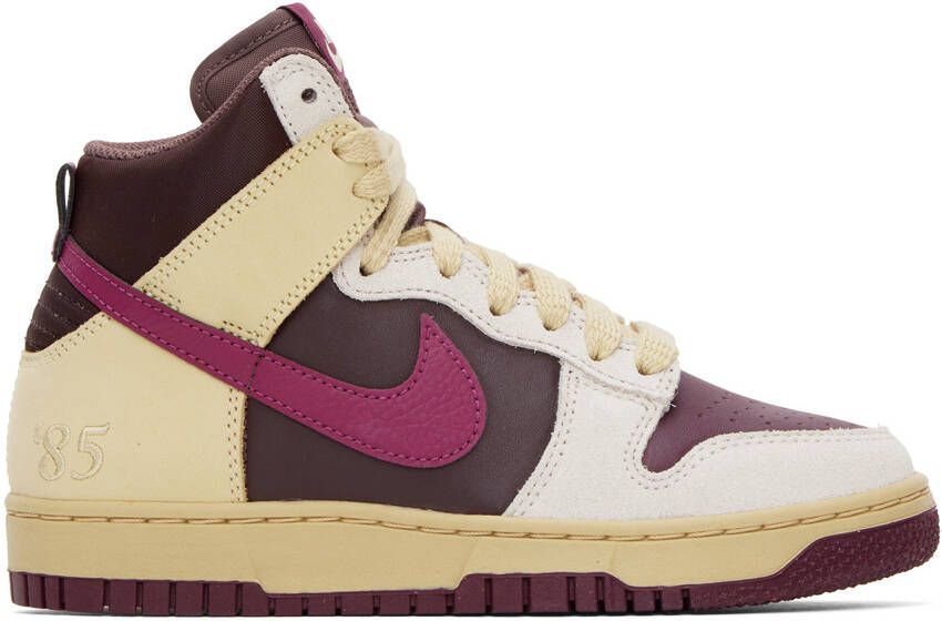 Nike Off-White & Burgundy Dunk High 1985 Sneakers - Picture 5