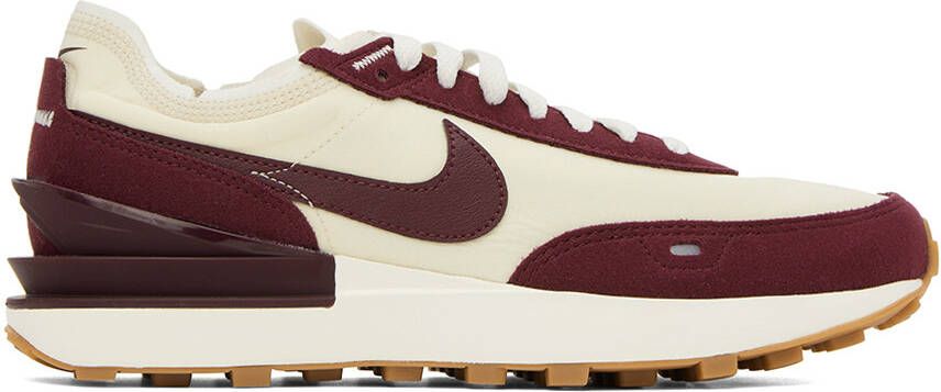 Nike Off-White & Burgundy Waffle One SE Sneakers - Picture 5