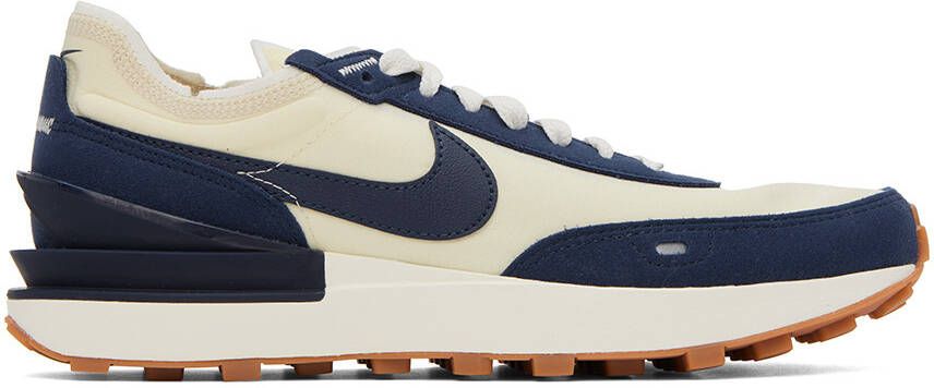 Nike Off-White & Navy Waffle One SE Sneakers - Picture 5