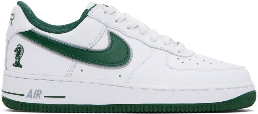 Nike White & Green LeBron James Air Force 1 Sneakers - Picture 4