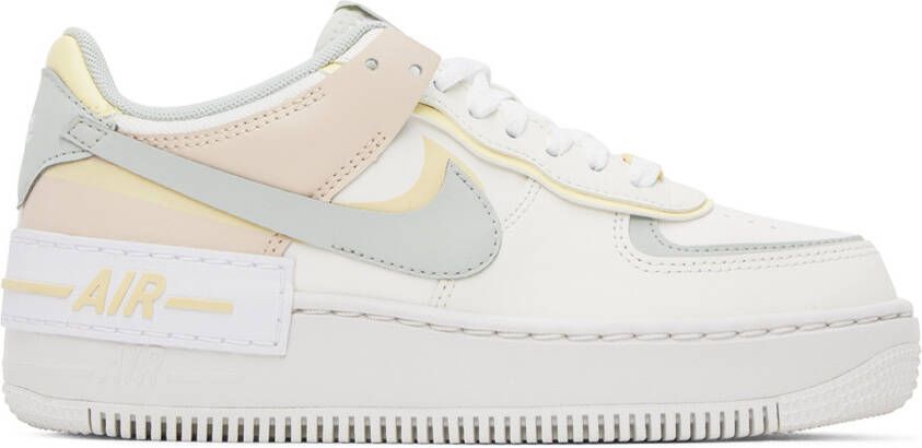 Nike White & Beige Air Force 1 Shadow Sneakers - Picture 5
