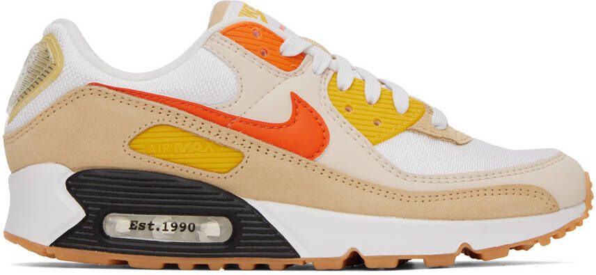 Nike White & Beige Air Max 90 SE Sneakers - Picture 5