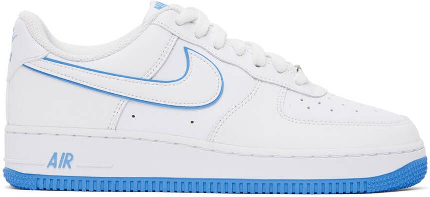 Nike White & Blue Air Force 1 '07 Sneakers - Picture 5