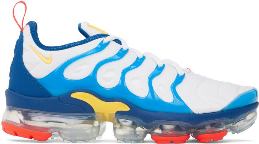 Nike White & Blue Air VaporMax Plus Sneakers - Picture 5