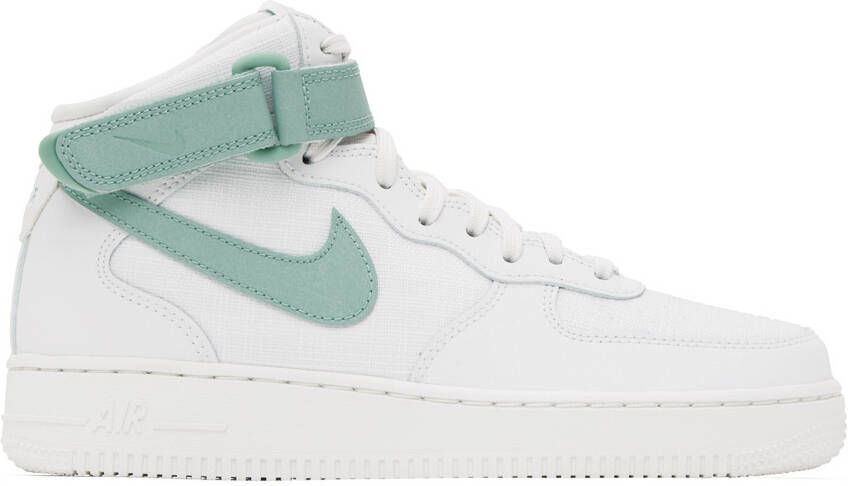 Nike White & Green Air Force 1 '07 Mid Sneakers - Picture 4