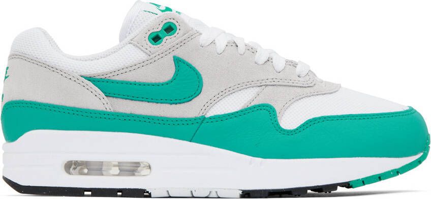 Nike White & Green Air Max 1 Sneakers - Picture 5