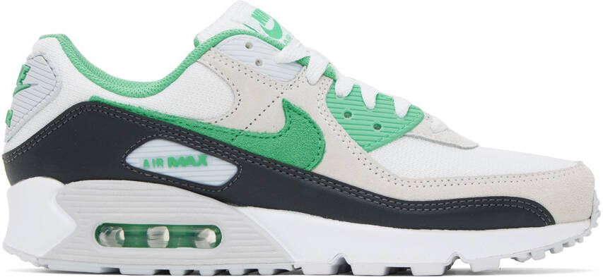 Nike White & Green Air Max 90 Sneakers - Picture 5