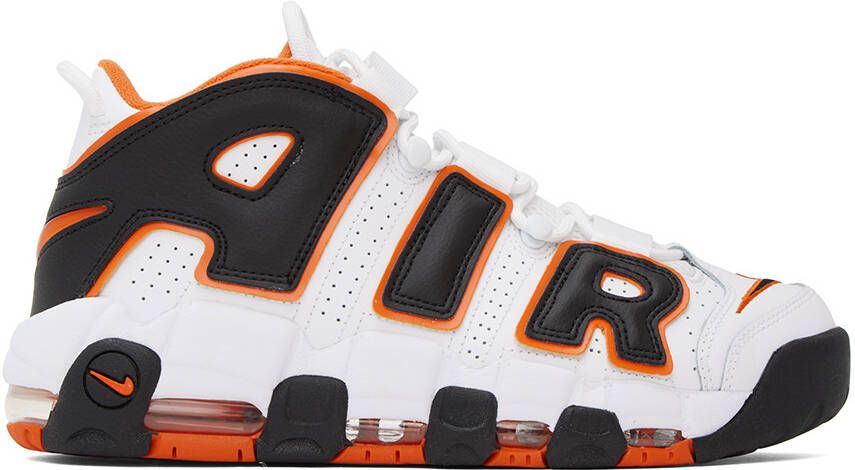 Nike White & Orange Air More Uptempo '96 Sneakers - Picture 5