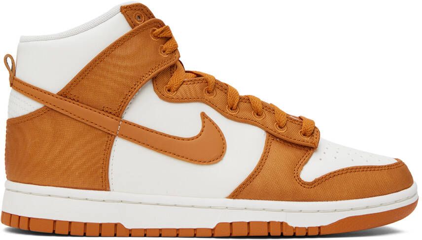 Nike White & Orange Dunk Hi Retro Sneakers - Picture 5