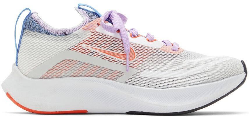 Nike White & Orange Zoom Fly 4 Sneakers
