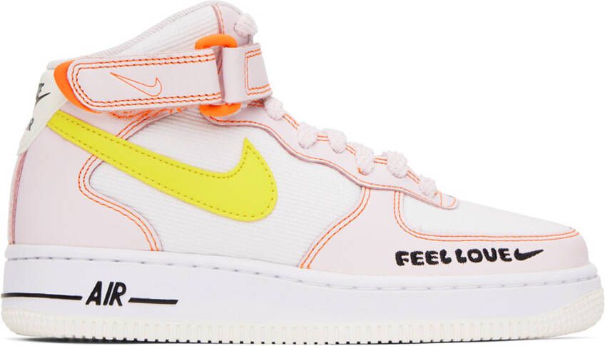 Nike White & Pink Air Force 1 '07 Mid Sneakers - Picture 5