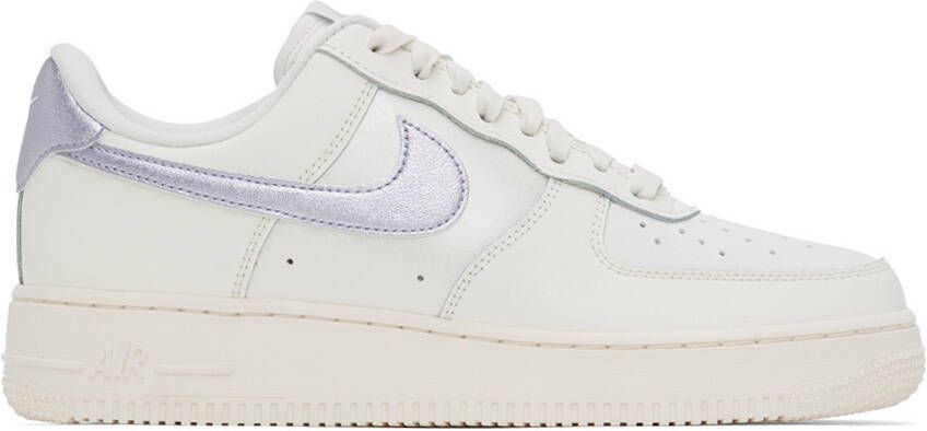 Nike White & Purple Air Force 1 '07 Sneakers - Picture 4