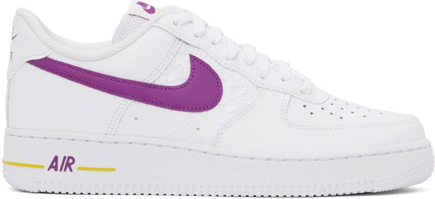 Nike White & Purple Air Force 1 '07 Sneakers - Picture 5