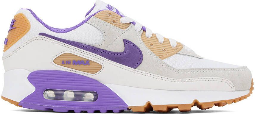 Nike White & Purple Air Max 90 Sneakers - Picture 5