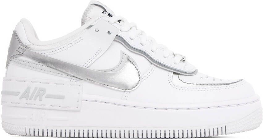 Nike White & Silver Air Force 1 Shadow Sneakers - Picture 5