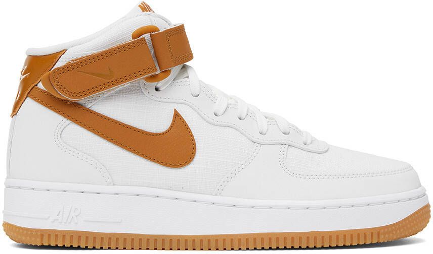 Nike White & Tan Air Force 1 '07 Sneakers - Picture 5