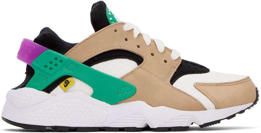 Nike White & Tan Air Huarache Premium Sneakers - Picture 5